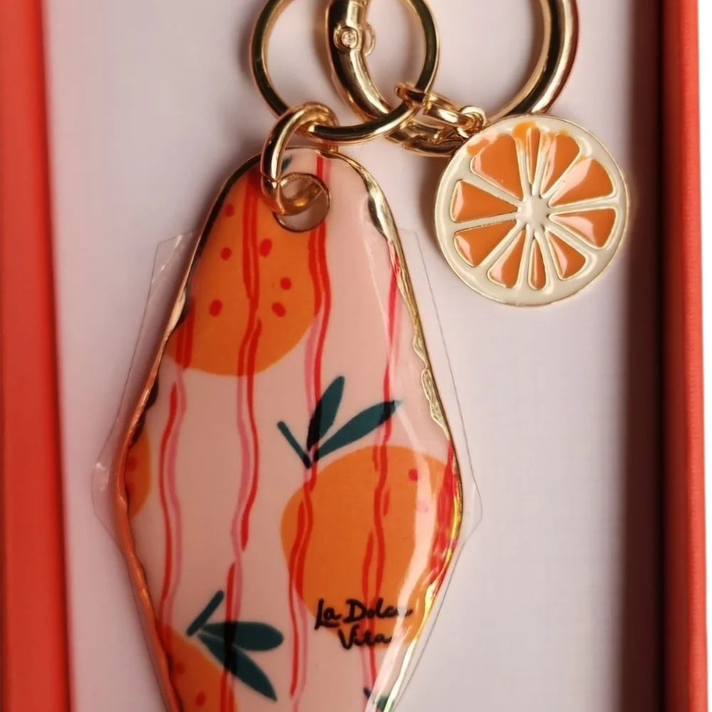 Piper K Oranges La Dolce Vita Bag Charm Keychain